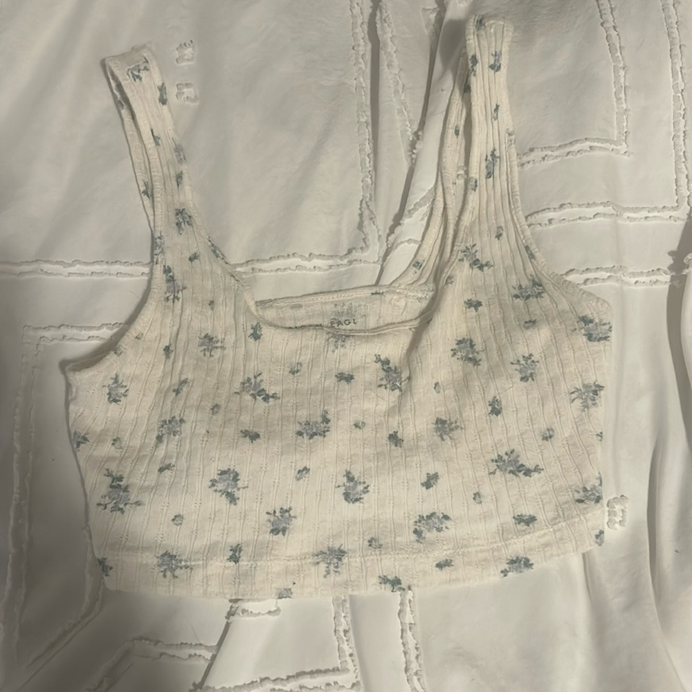 white floral american eagle top